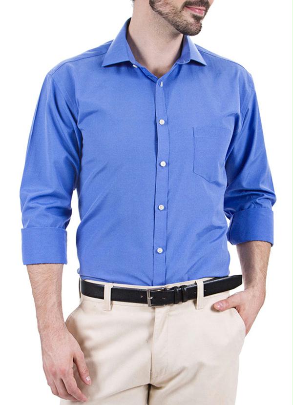 Camisa Social Masculina Azul